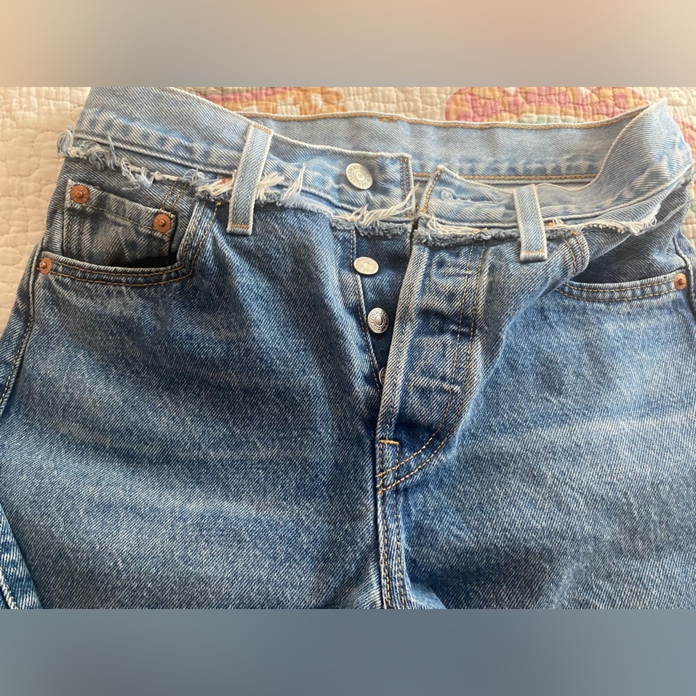 Levi’s Original 501 High Rise Cropped Jeans Contrast Waist W25 L26